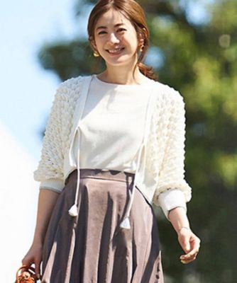 ☆未使用・タグ付☆ダーマコレクション　ドルマンスリーブニットボレロ　高級カシミヤ THREE FIFTY STANDARD ホールガーメント（R）のカラーニット