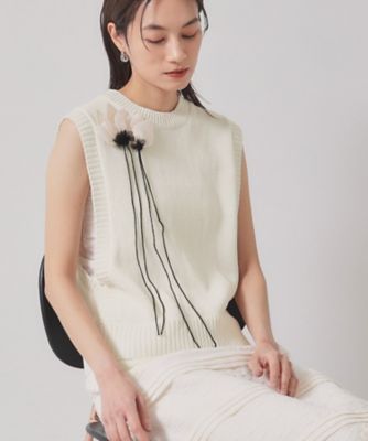 接触冷感／ペプラム】コサージュ風ブラウス（2002499797