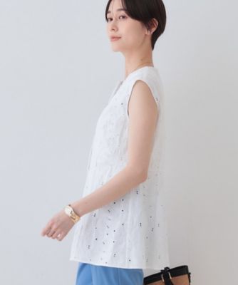 春ＳＡＬＥ！【洗える】フラワーカット刺繍ノースリーブブラウス（２００２４１５５６１）