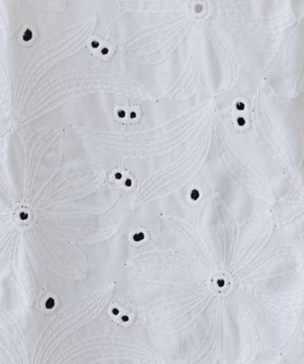 【洗える】フラワーカット刺繍フレアスリーブブラウス（２００２４１５５６２）