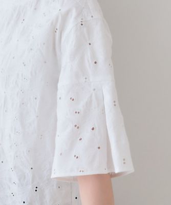 【洗える】フラワーカット刺繍フレアスリーブブラウス（２００２４１５５６２）