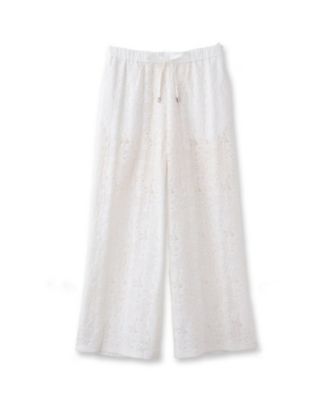 人気商品の中古品・新品・未使用品 セットアップ可能／トレンド】クロシェ風レースワイドパンツ パンツ