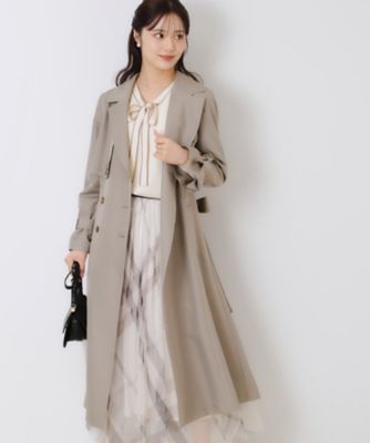 新品　タグ付き　クチュールブローチ　裏地花柄　トレンチコート 撥水・通勤・大人可愛い】ロングトレンチ（トレンチコート