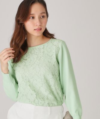 洗える】レース使いニットプルオーバー（2002415905