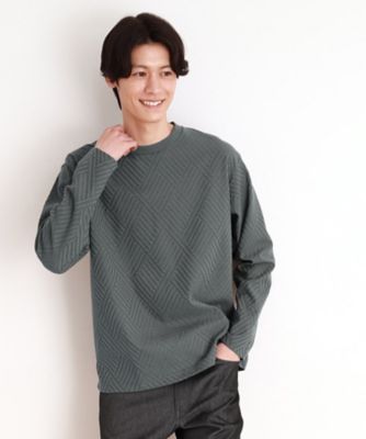 9900円新品♡スコットクラブ購入 オーバーTシャツ リンクスジャカード長袖Tシャツ ON／OFF兼用