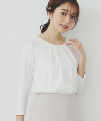 ＜index (Women)＞パール調チェーン付きフロントタックトップス【洗濯機洗い可】（２００２４１６７６８）