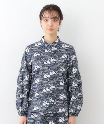 【ＷＥＢ限定／Ｍ－ＬＬ３サイズ／コットン１００％／上下セット／袖口ゴムで袖丈調節可】スワンズ柄　セットアップ（２００２４１８１２４）