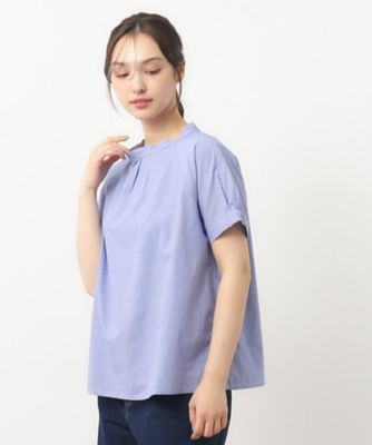 LAURA ASHLEY/ローラ アシュレイ【日本製/ワンマイルウエア】スタンドカラー半袖ブラウス(2002418891) アオ291 ルームウェア【三越伊勢丹/公式】