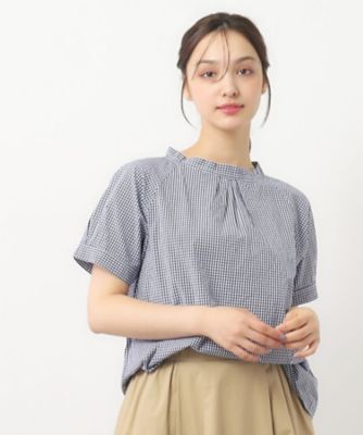 LAURA ASHLEY / ローラ アシュレイ 【日本製/ワンマイルウエア】スタンドカラー半袖ブラウス 日本製/ワンマイルウエア】スタンドカラー半袖ブラウス（シャツ