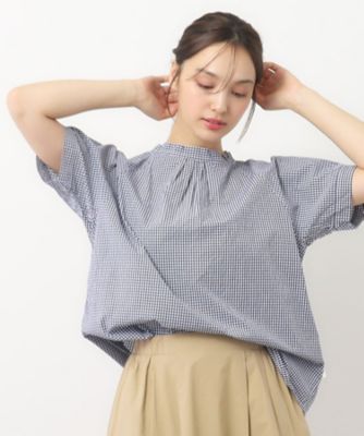 LAURA ASHLEY/ローラ アシュレイ【日本製/ワンマイルウエア】スタンドカラー半袖ブラウス(2002418891) アオ292 ルームウェア【三越伊勢丹/公式】