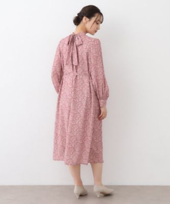 最終值下 Laura Ashley ローラアシュレイ ネイビーワンピース セレモニー／襟2WAY／同柄アイテムあり】ジャカードワンピース