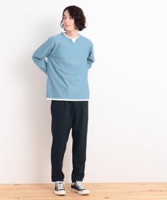 バスケット編みキーネックＴシャツ（２００２４１９１６４）