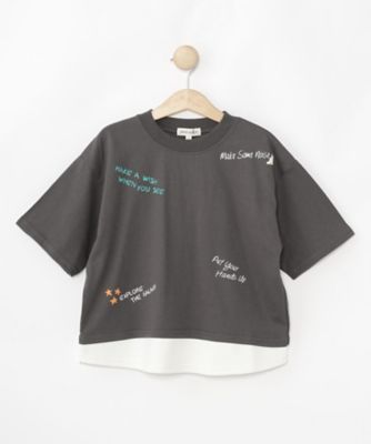 SHOO･LA･RUE (Baby&Kids)/シューラルー 【１００－１５０ｃｍ】アソートプリント裾レイヤード五分袖Ｔシャツ（２００２４１９２４３）
