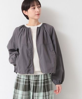 洗える】ギャザークルーネックブルゾン（S～L