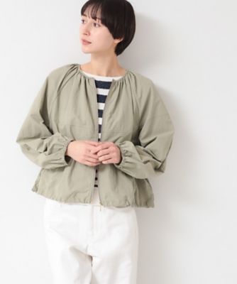 洗える】ギャザークルーネックブルゾン（S～L