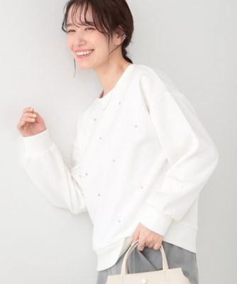 SHOO LA RUE (Women)/シューラルー 【S-LL】もちさら ビジュー付きトップス(2002419346)
