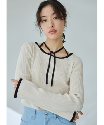 ＜THE SHOP TK (Women)＞ラインリブプルオーバー【洗濯機ＯＫ】（２００２４１９３４８）