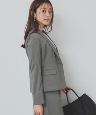 美品 ケイミー テーラードジャケット ペプラム ストレッチ 洗濯可能 黒 M セットアップ 「洗濯機で洗える！2WAYストレッチ！防シワ加工