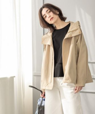 パラスパレス コットンポプリンフードブルゾン ベベ BeBe 【撥水加工】ドット刺しゅうポンポンフード中綿