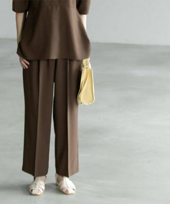 《６色展開／丈が選べる》美脚イージーワイドパンツ／セットアップ対応【ストレッチ／洗濯機洗い可／防シワ】（２００２４１９４６７）