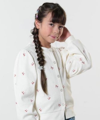 ＜SHOO･LA･RUE (Baby&Kids)＞【１３０－１５０ｃｍ】リボン刺繍カーディガン（２００２４２２６９４）