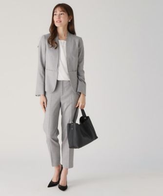 洗える／日本製／スーツ可】ノーカラージャケット