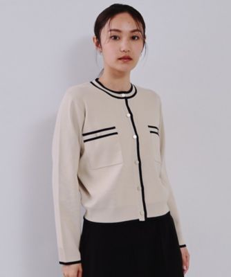 ＜OPAQUE.CLIP (Women)＞《美人百花掲載》配色ラインカーディガン／アンサンブル対応【洗濯機洗い可】（２００２４２２９４５）