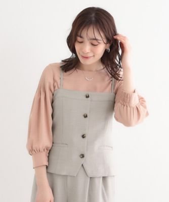 【極美品5way】4℃アンゴラカシミヤ混ワンピーススーツセットアップ　ピンク38 セットアップ可】コーデが華やぐ 大人の麻調キャミビスチェ