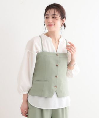 セットアップ可】コーデが華やぐ 大人の麻調キャミビスチェ