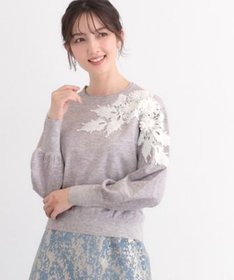 ＜SUNAUNA (Women)＞【春まで着られる／衿元レース／ふわふわ】ケミカルレースニット（２００２４２３３０６）