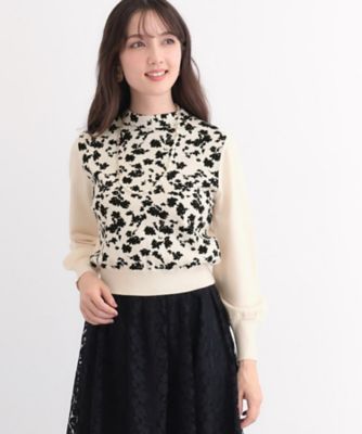 ＜SUNAUNA (Women)＞【春色！／フラワージャカード】フェミニンニット（２００２４２３３０７）