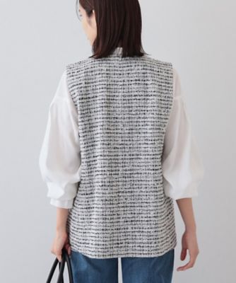 ２点セット／ＵＶケア】ツイードジレ＆ボウタイブラウス カセット服（２００２４２３８２２） | INDIVI L  (Women/大きいサイズ)/インディヴィＬ | 三越伊勢丹オンラインストア・通販【公式】