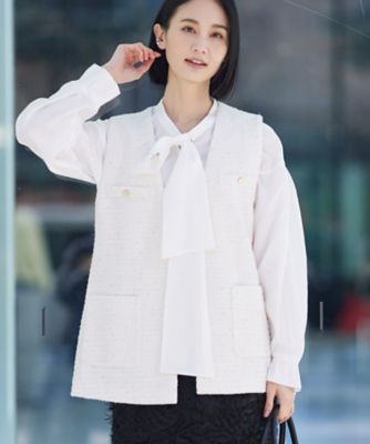 ２点セット／ＵＶケア】ツイードジレ＆ボウタイブラウス カセット服（２００２４２３８２２） | INDIVI L  (Women/大きいサイズ)/インディヴィＬ | 三越伊勢丹オンラインストア・通販【公式】