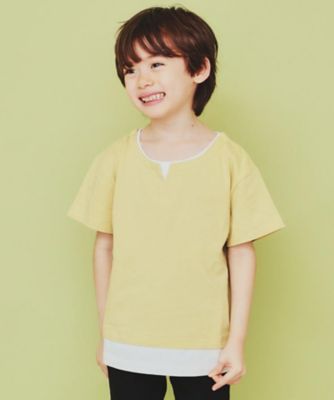 【１１０－１６０】キーネックレイヤード風Ｔシャツ／洗濯機ＯＫ（２００２４２３９１３）