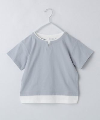 【１１０－１６０】キーネックレイヤード風Ｔシャツ／洗濯機ＯＫ（２００２４２３９１３）