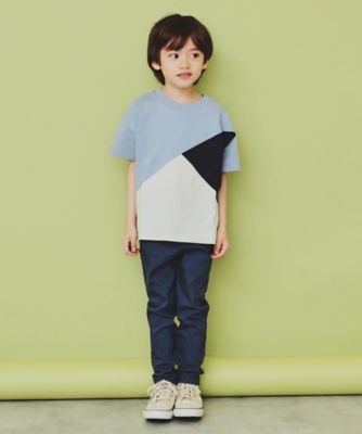 【１１０－１６０】斜め切替配色Ｔシャツ／洗濯機ＯＫ（２００２４２３９１４）