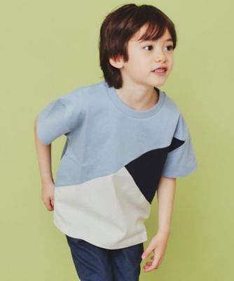 【１１０－１６０】斜め切替配色Ｔシャツ／洗濯機ＯＫ（２００２４２３９１４）