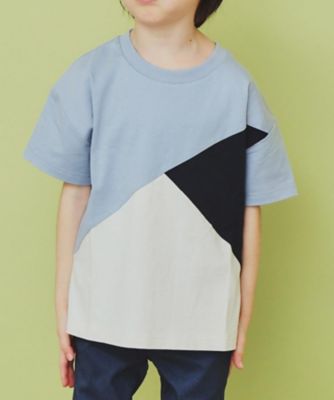 【１１０－１６０】斜め切替配色Ｔシャツ／洗濯機ＯＫ（２００２４２３９１４）