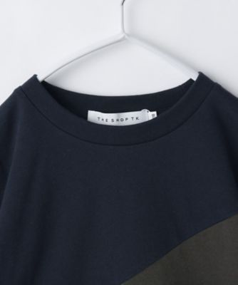 【１１０－１６０】斜め切替配色Ｔシャツ／洗濯機ＯＫ（２００２４２３９１４）
