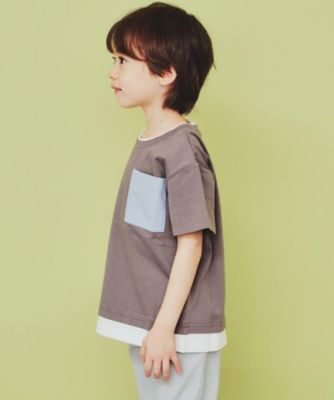 【１１０－１６０】レイヤー風ポケットＴシャツ／洗濯機ＯＫ（２００２４２３９１５）