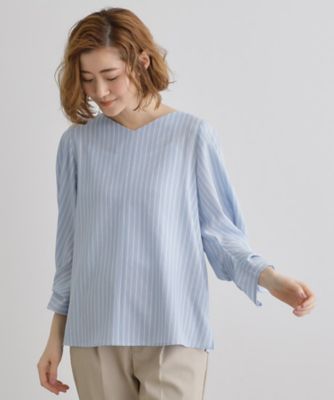 【毎日着たい】麻調メッシュ袖コンシャスブラウス（２００２４２４３２８）