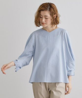 【毎日着たい】麻調メッシュ袖コンシャスブラウス（２００２４２４３２８）
