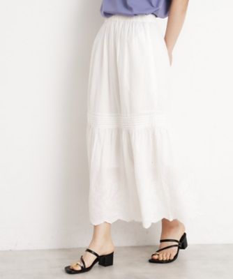 ＜THE SHOP TK (Women)＞スカラップ刺繍スカート【洗濯機ＯＫ】（２００２４２４７２４）
