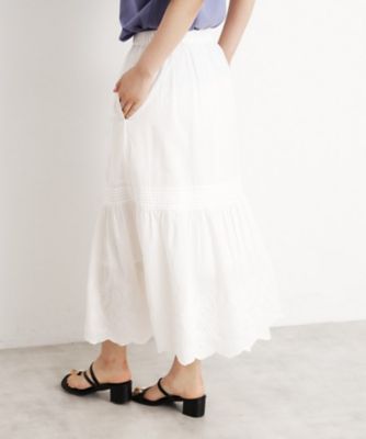 スカラップ刺繍スカート【洗濯機ＯＫ】（２００２４２４７２４）