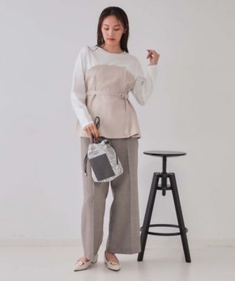 ベルト付ビスチェドッキングカットソー【洗濯機洗い可