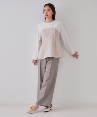 bikamadeshop‪‪❤︎‬ページ ベルト付ビスチェドッキングカットソー【洗濯機洗い可