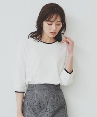 index (Women)/インデックス 《7色展開/XS-LLサイズ》クルーネックデザインスリーブニット【洗濯機洗い可】(2002425023)