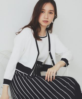 ＜index (Women)＞《ツインセット》カーディガン×バイカラーニットワンピース【洗濯機洗い可／抗ピル】（２００２４２５０３４）