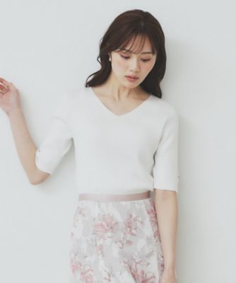 Vネックリブニット 5色展開》Vネックリブニット【洗濯機洗い可