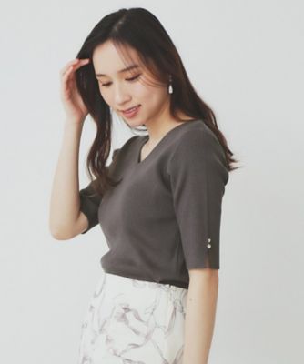 Vネックリブニット 5色展開》Vネックリブニット【洗濯機洗い可】（ニット/セーター